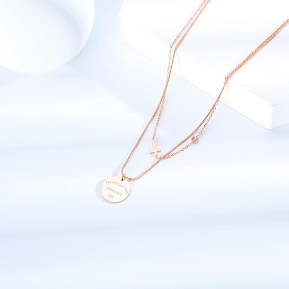 DS Layered Evil Eye Pendant Necklace, 18k Gold Plated Choker Jewelry